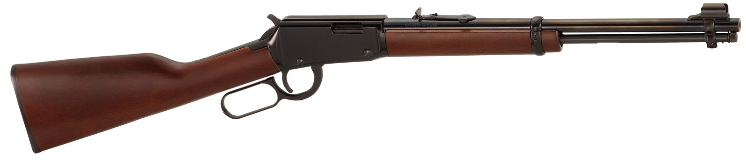 Henry H001Y Lever  Youth 22 Long/22 LR/22 Short 12 LR/16 Short, 16.13" Blued Round Barrel, Black Steel Receiver, American Walnut Fixed Stock,  Right Hand