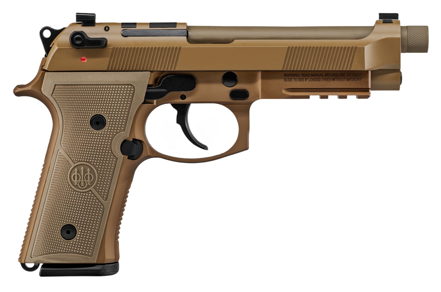 Beretta USA JS92M9A4M15 M9A4  9mm Luger 5.10" Barrel 15+1, Flat Dark Earth Cerakote Polymer Frame, Serrated Steel Optic Cut Slide, Polymer Grip & Decocker Safety