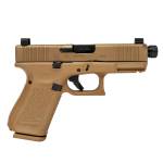 Glock V-Series Model 19 w/HUSH Slide Lock Handgun 9mm Luger 15rd Magazines(3) 4.6" Threaded Barrel Suppressor Sights FDE USA